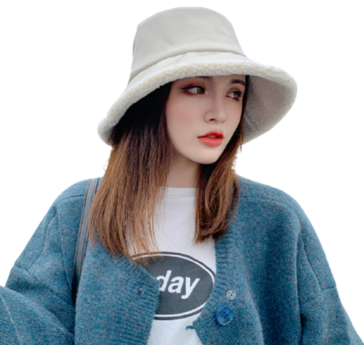 Women Warm PU Leather Bucket Hat - Image 6