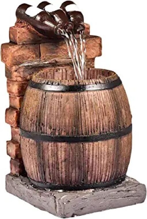 Resin Wine Bottle And Barrel Outdoor Water Fountain - Image 6