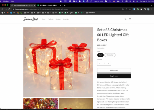 Set of 3 Christmas 60 LED Lighted Gift Boxe - Image 9