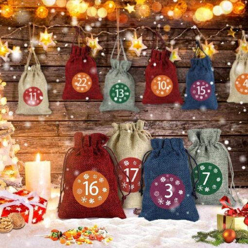 DIY Calendar Bags Countdown to Christmas with 24 Number Stickers - Image 10