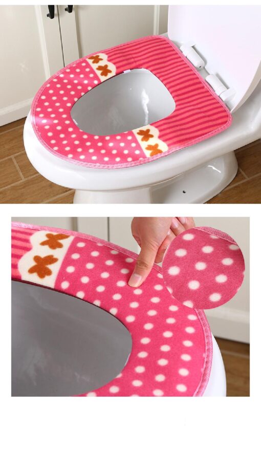 Home Bathroom Polka Dot Toilet Seat Mat - Image 3