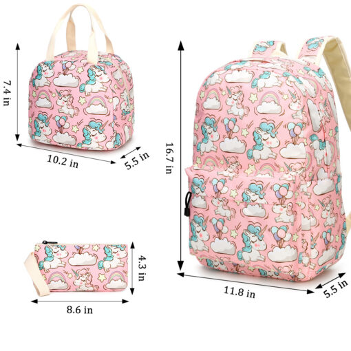 Unicorn 3 in 1 Backpack Set - Unicorn Backpack with Lunch Bag and Pencil Case - Image 11