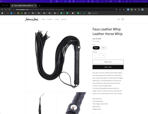 PU Faux Leather Whip Leather Horse Whip