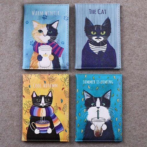 One or Four Hand Drawing Style Cat Passport Case - Image 5