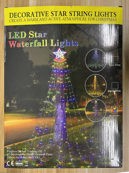 Christmas Solar Star Waterfall String Lights - Image 5