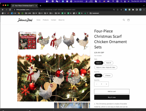 Four-Piece Christmas Scarf Chicken Ornament Sets Relaunch 2022-11-0 - Image 2