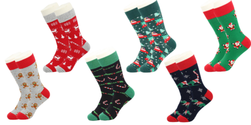 One or Six Pairs Christmas Cartoon Dinosaur Deer Socks