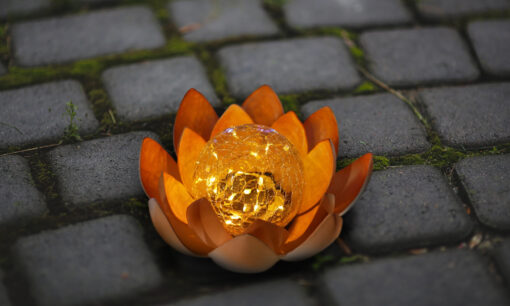 One or Two Solar Cracked Glass Ball Lotus Light 2022-03-11 NL - Image 13