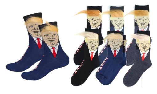 One or Six Pairs Trump Socks With Fake Hair