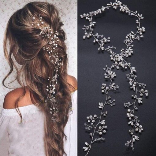 Extra Long Pearl and Crystal Beads Hair Accessories Set - Image 6