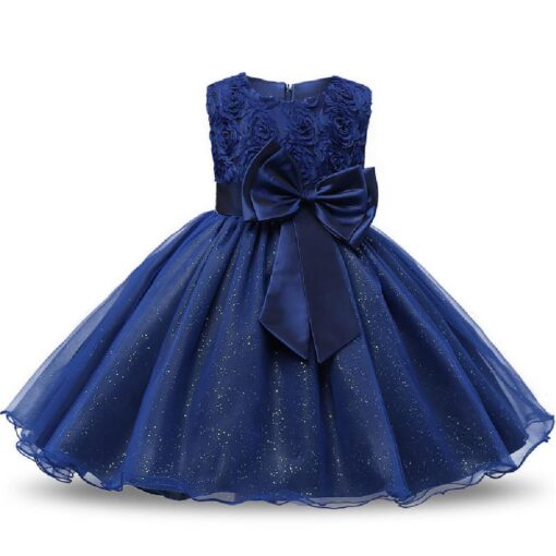 Kids Sleeveless Flowers Bowknot Princess Dress - Image 21