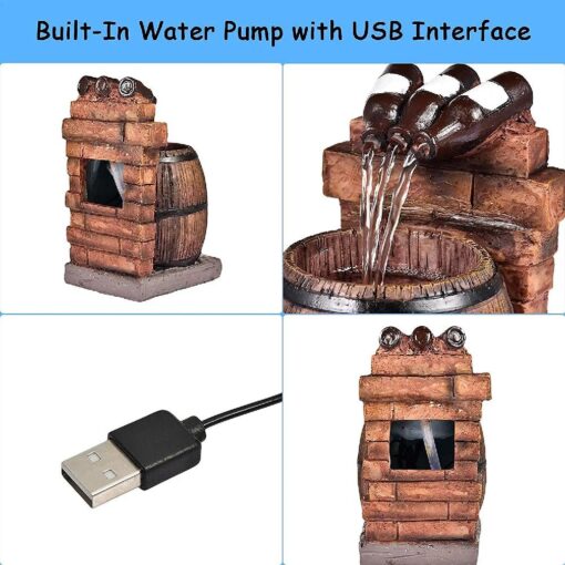 Resin Wine Bottle And Barrel Outdoor Water Fountain - Image 3