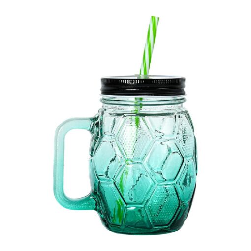 16oz Football beer glass cup with Straw - Image 3