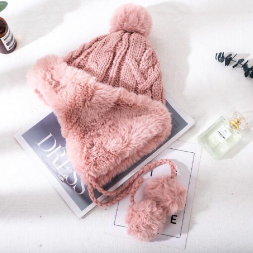 Stitching Curled Fur Ball Beanie - Image 10