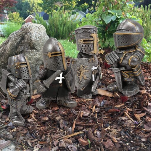 Standing Middle Ages Knight Statue Yard Decoration - Image 4