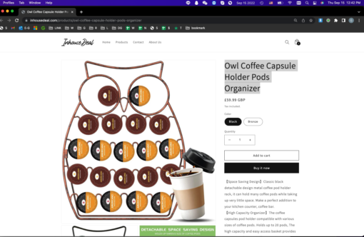 Black or Brown Owl Coffee Capsule Holder Pods Organizer - Image 10