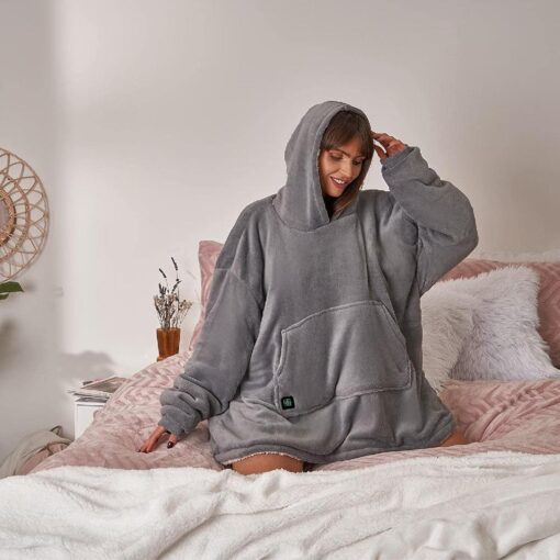 Portable Heated Sherpa Oversized Hoodie Blanket - Image 9