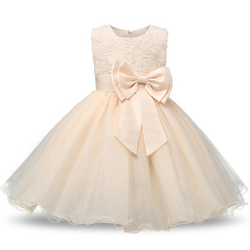 Kids Sleeveless Flowers Bowknot Princess Dress - Image 9