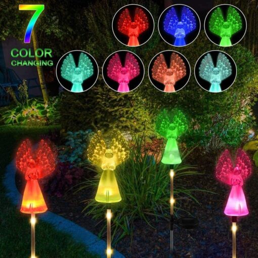 One or Two or Three Changing Colour Solar Angel LED Light - Image 7