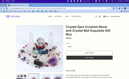 Crystal Gem Crushed Stone or Crystal Ball Exquisite Gift Box Set - Image 4