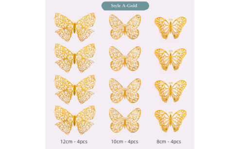 12 or 36 Pcs Metallic Art Butterfly Wall Sticker - Image 7