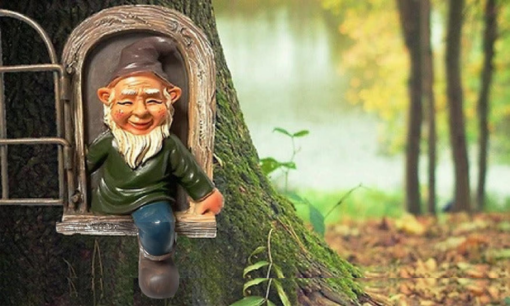 One or Two Garden Gnome Tree Hugger Decoration