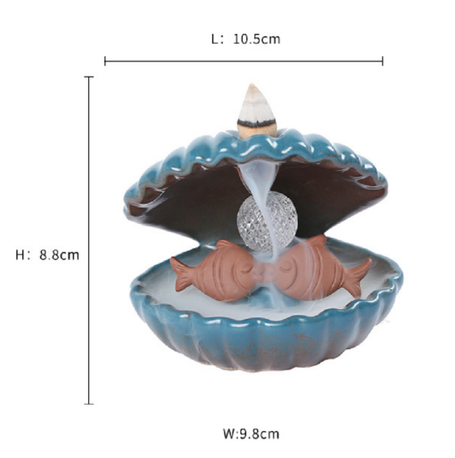 Shell Ceramic Waterfall Incense Burner with free incense cones - Image 3