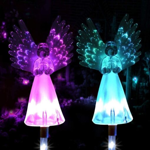 One or Two or Three Changing Colour Solar Angel LED Light - Image 5