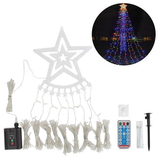 Christmas Solar Star Waterfall String Lights - Image 9