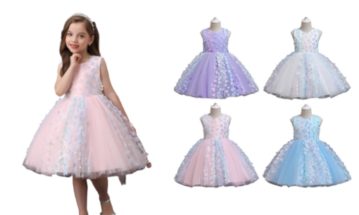 Kids Sleeveless Flower Princess Dress - Image 14