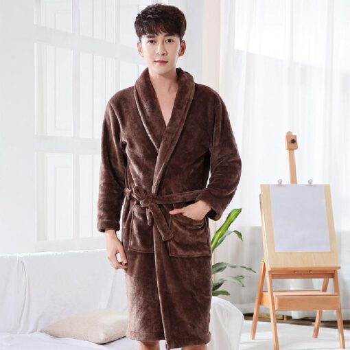 Flannel Robe Winter Bathrob - Image 11