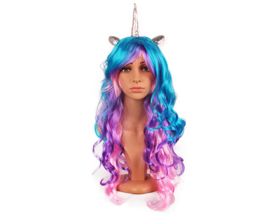 Adults Halloween Unicorn Wig with Horn and Ears - Image 3