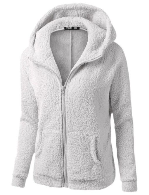 Women's Plush Hoodie Sweater Jacket - Image 10