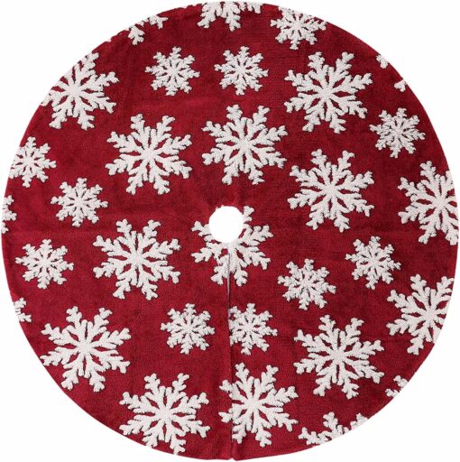 90 or 122CM Snowflake Faux Fur Christmas Tree Skirts - Image 15