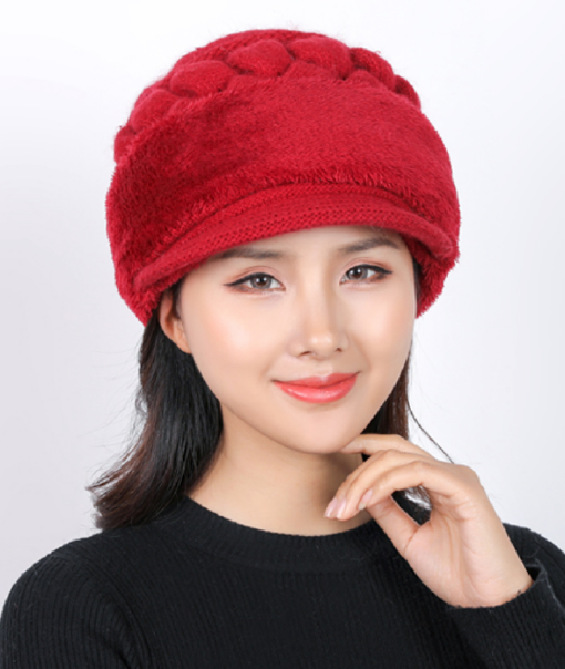 Women's Windproof Knitted Fleece Lined Hat with 2 in 1 Neck Warmer and Mask - - Image 12