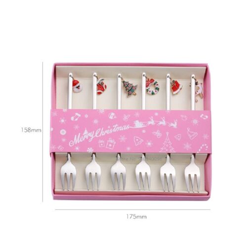 Six-Pieces Christmas Coffee Spoon & Fork Sets - Image 10