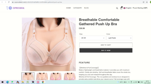 Breathable Comfortable Gathered Push Up Bra - Image 2