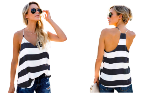 Women's Striped Backless V-neck Sleeveless Vest