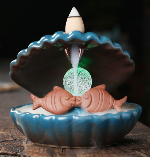 Shell Ceramic Waterfall Incense Burner with free incense cones - Image 6