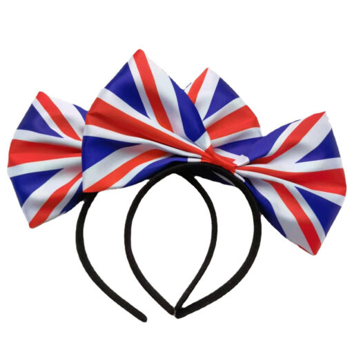 One, Two or Four Great Britain Union Jack Flag Bow Headband - Image 7