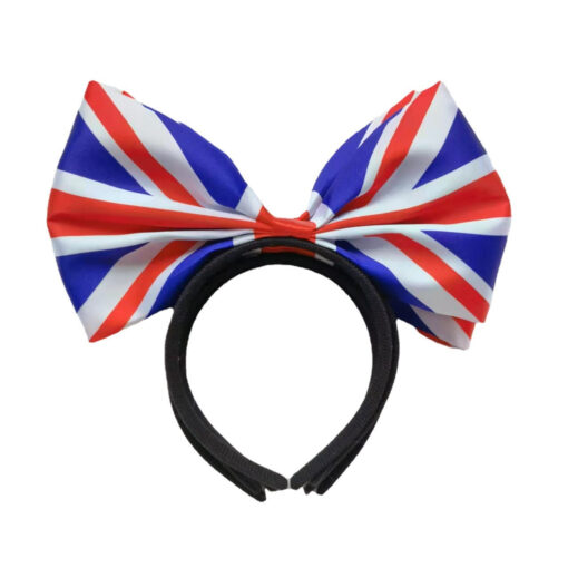 One, Two or Four Great Britain Union Jack Flag Bow Headband - Image 8