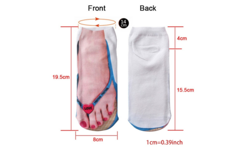 One or Eight Pairs 3D Flip Flop Printed Ankle Socks - Image 7