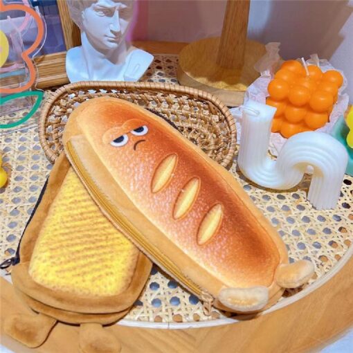 One or Three Funny Bread Pencil Case Creative Plush Pencil Bag - Image 3