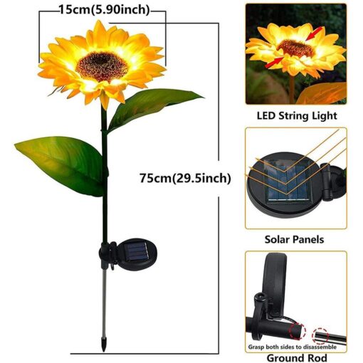 Two or Four Upgraded 3 in 1 Solar Sunflower LED Lights - Image 5