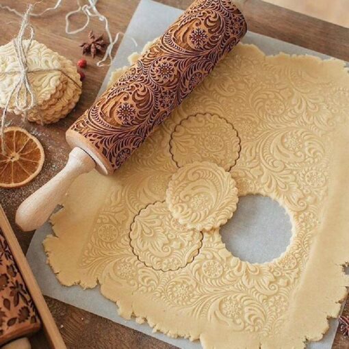 Wooden Engraved  Embossing  Dough Rolling Pin - Image 5