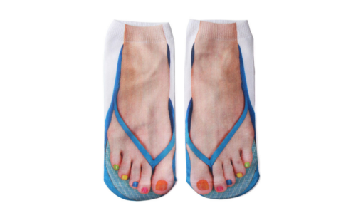 One or Eight Pairs 3D Flip Flop Printed Ankle Socks - Image 9