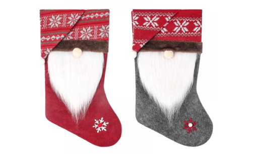 One or Two 18" Large Gnomes Christmas Socks Stocking Gift Bag