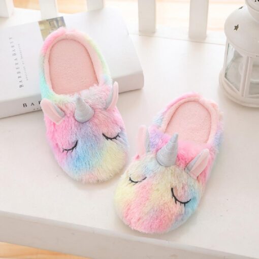 Cozy Fluffy Plush Indoor Unicorn Slippers - Image 10