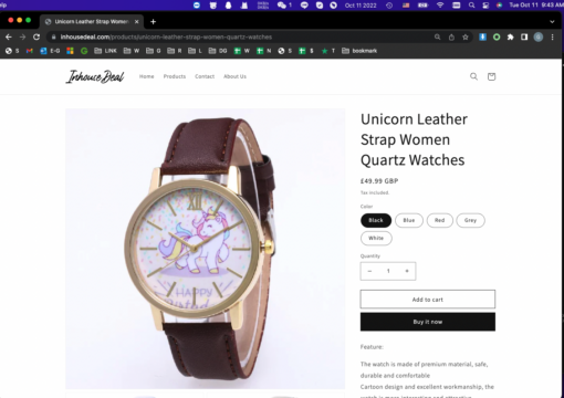 Unicorn Leather Strap Women Quartz Watches _ Untracked - Image 3