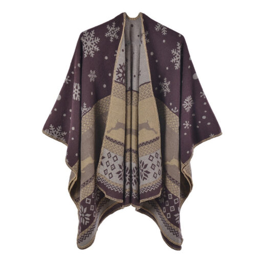 Women Warm Scarf Double-sided Thickened Christmas Shawl - Image 13